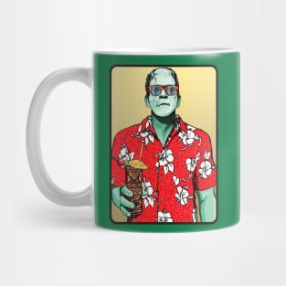 Tiki Frankenstein w/ thatch background Mug